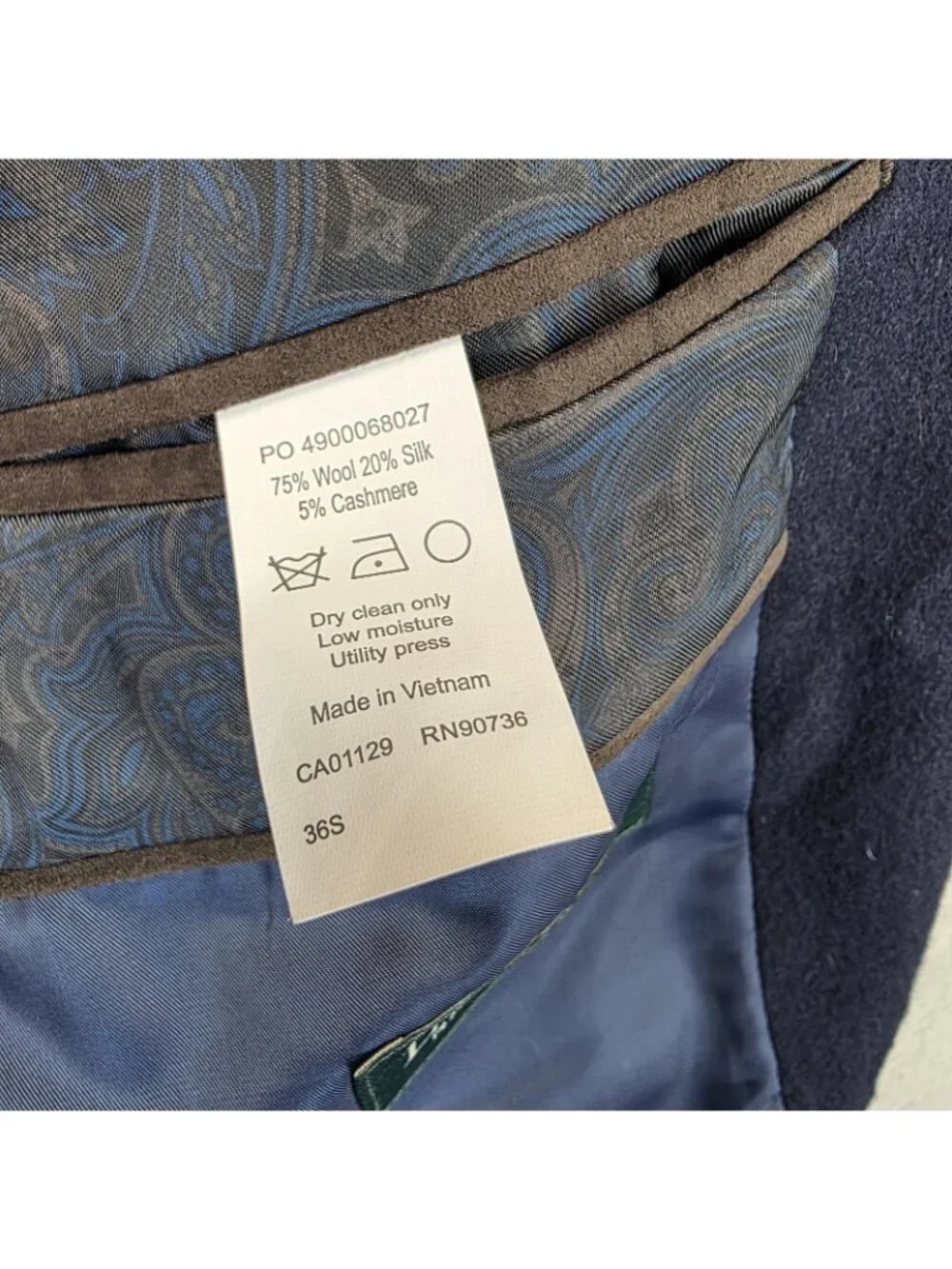 Lauren Ralph Lauren Blazer Mens 36S Blue Wool Silk Cashmere Sport Jacket Coat